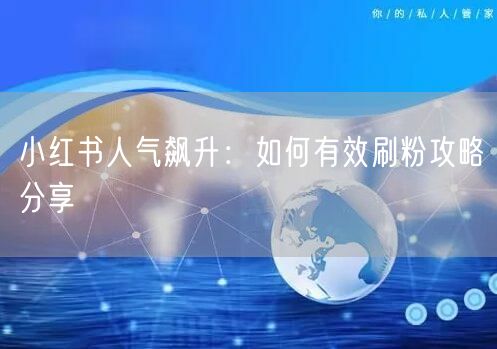 小红书人气飙升：如何有效刷粉攻略分享