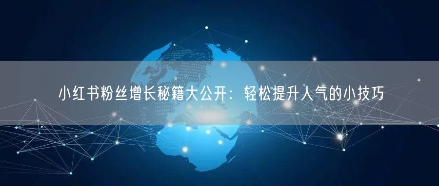 小红书粉丝增长秘籍大公开：轻松提升人气的小技巧