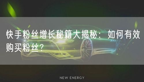 快手粉丝增长秘籍大揭秘：如何有效购买粉丝？