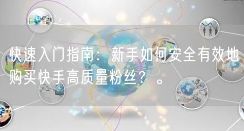 快速入门指南：新手如何安全有效地购买快手高质量粉丝？。