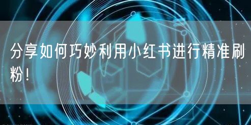 分享如何巧妙利用小红书进行精准刷粉！