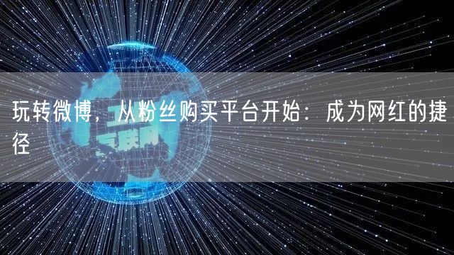 玩转微博，从粉丝购买平台开始：成为网红的捷径