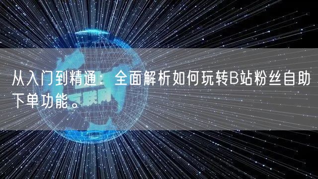 从入门到精通：全面解析如何玩转B站粉丝自助下单功能。