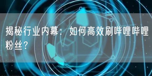 揭秘行业内幕：如何高效刷哔哩哔哩粉丝？