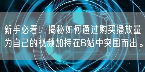新手必看！揭秘如何通过购买播放量为自己的视频加持在B站中突围而出。