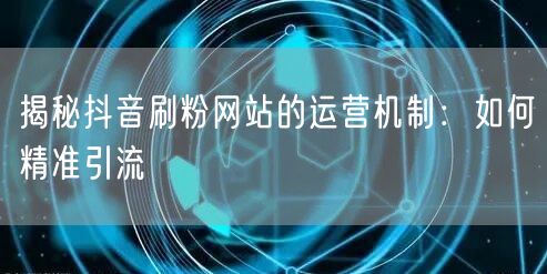 揭秘抖音刷粉网站的运营机制：如何精准引流