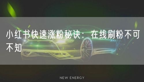 小红书快速涨粉秘诀：在线刷粉不可不知