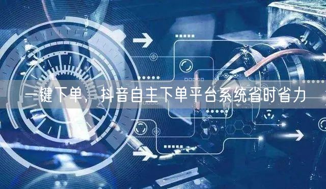 一键下单，抖音自主下单平台系统省时省力