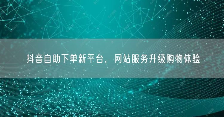 抖音自助下单新平台，网站服务升级购物体验