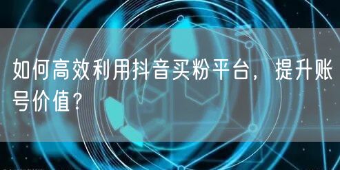 如何高效利用抖音买粉平台，提升账号价值？