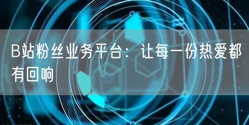 B站粉丝业务平台：让每一份热爱都有回响