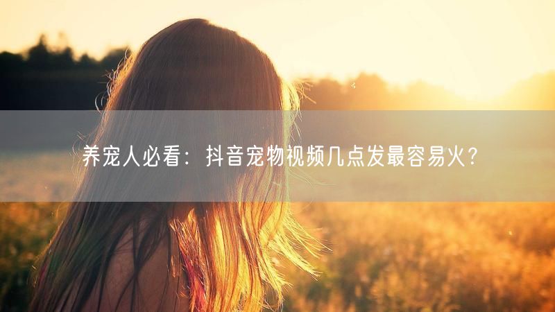 养宠人必看：抖音宠物视频几点发最容易火？
