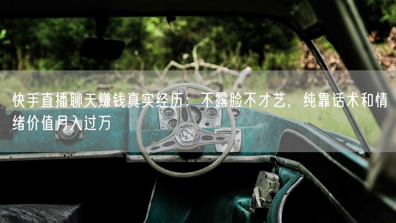 快手直播聊天赚钱真实经历：不露脸不才艺，纯靠话术和情绪价值月入过万