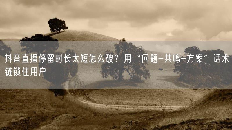 抖音直播停留时长太短怎么破？用“问题-共鸣-方案”话术链锁住用户