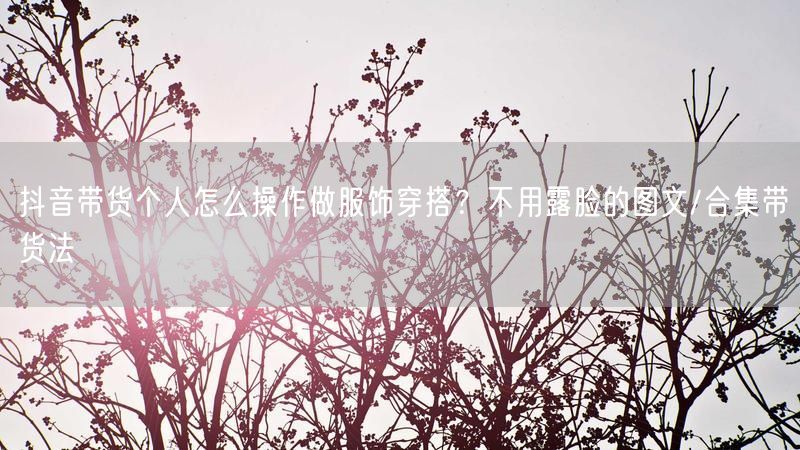 抖音带货个人怎么操作做服饰穿搭？不用露脸的图文/合集带货法