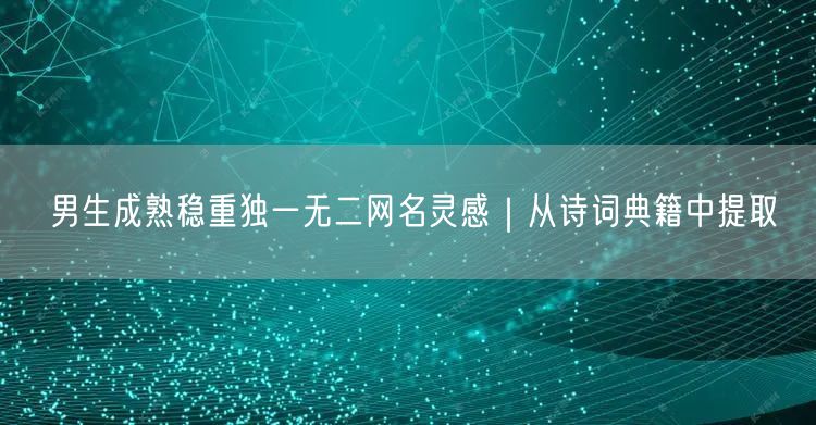 男生成熟稳重独一无二网名灵感｜从诗词典籍中提取
