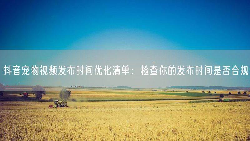 抖音宠物视频发布时间优化清单：检查你的发布时间是否合规